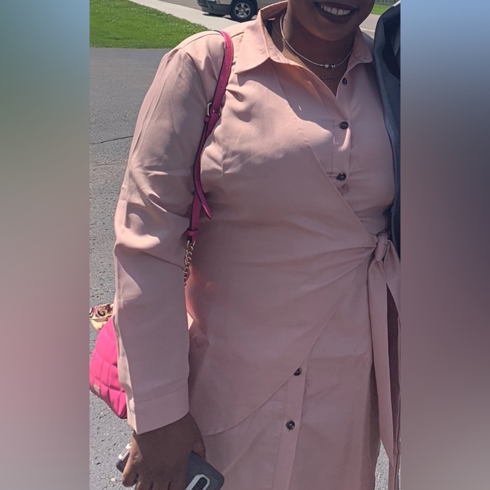 Pink shirt dress